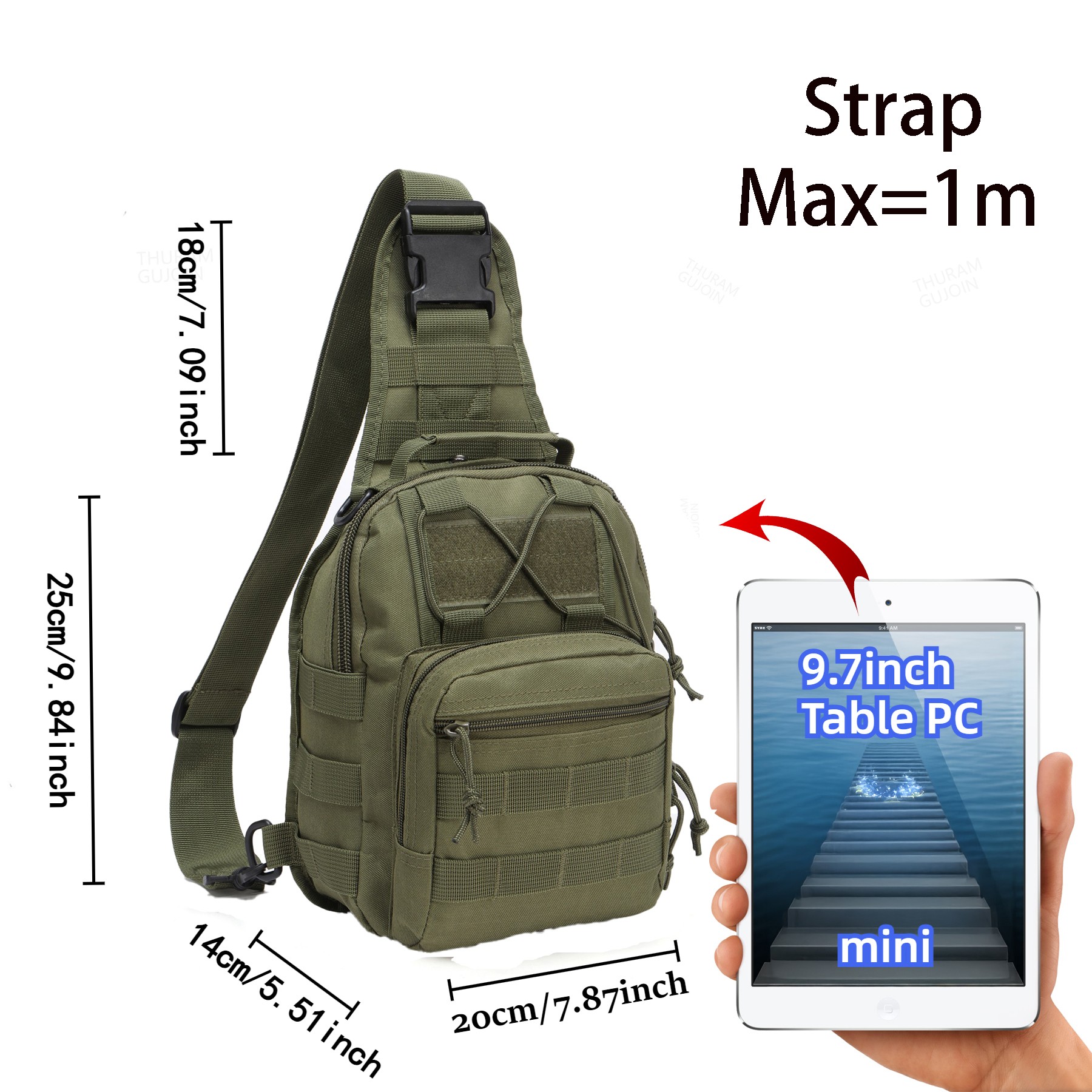 THURAM Outdoor Tactical Bag Ba - Edc Carry Bag のレビューと価格