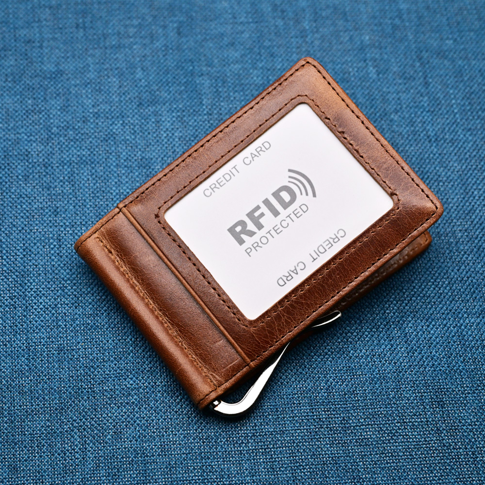 Genuine Leather Mens Wallet Mo - Money Clip Magnetic のレビューと価格