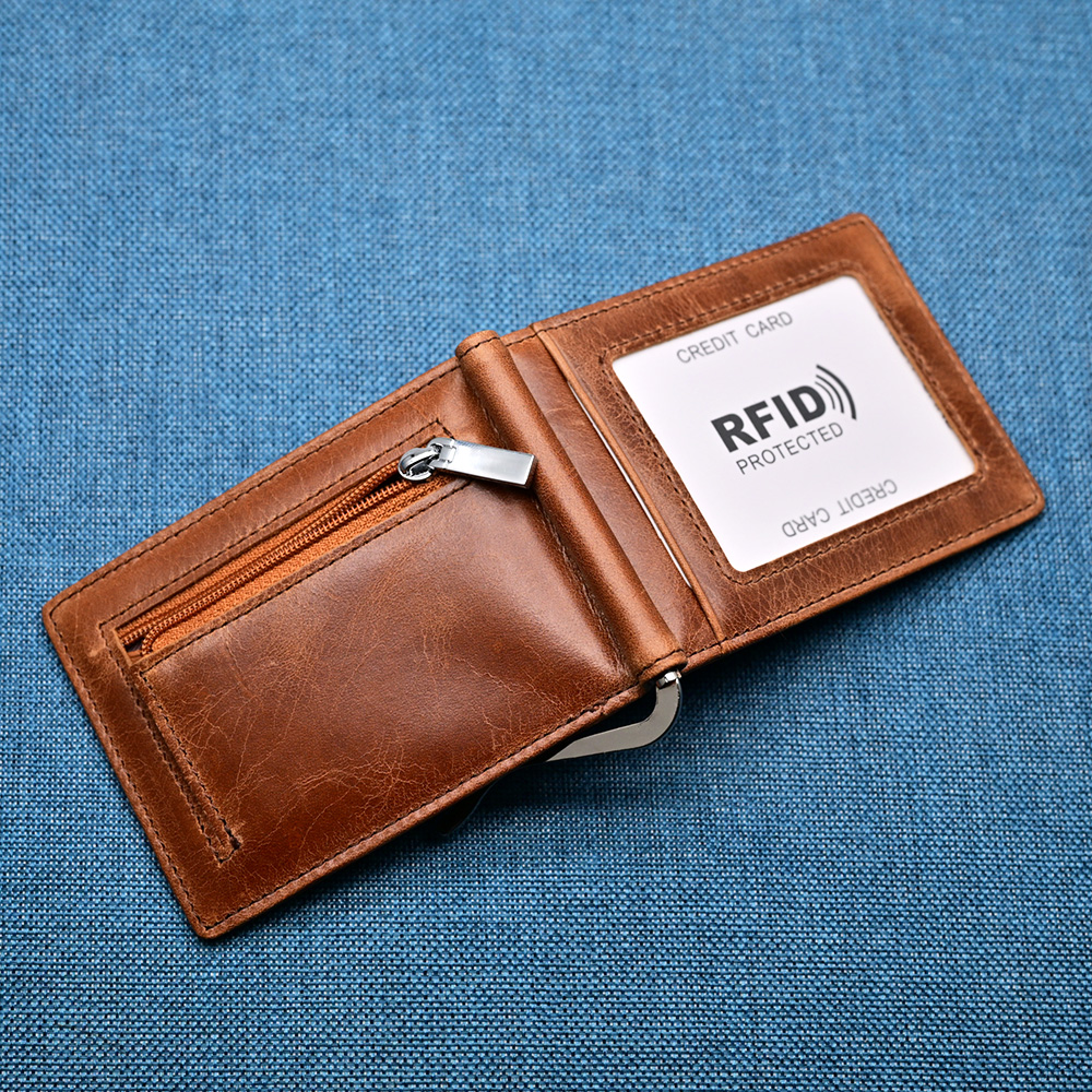 Genuine Leather Mens Wallet Mo - Money Clip Magnetic のレビューと価格