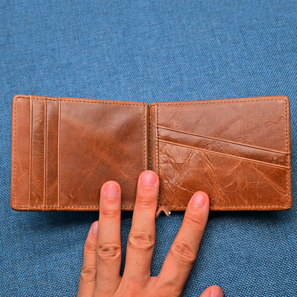 Genuine Leather Mens Wallet Mo - Money Clip Magnetic のレビューと価格