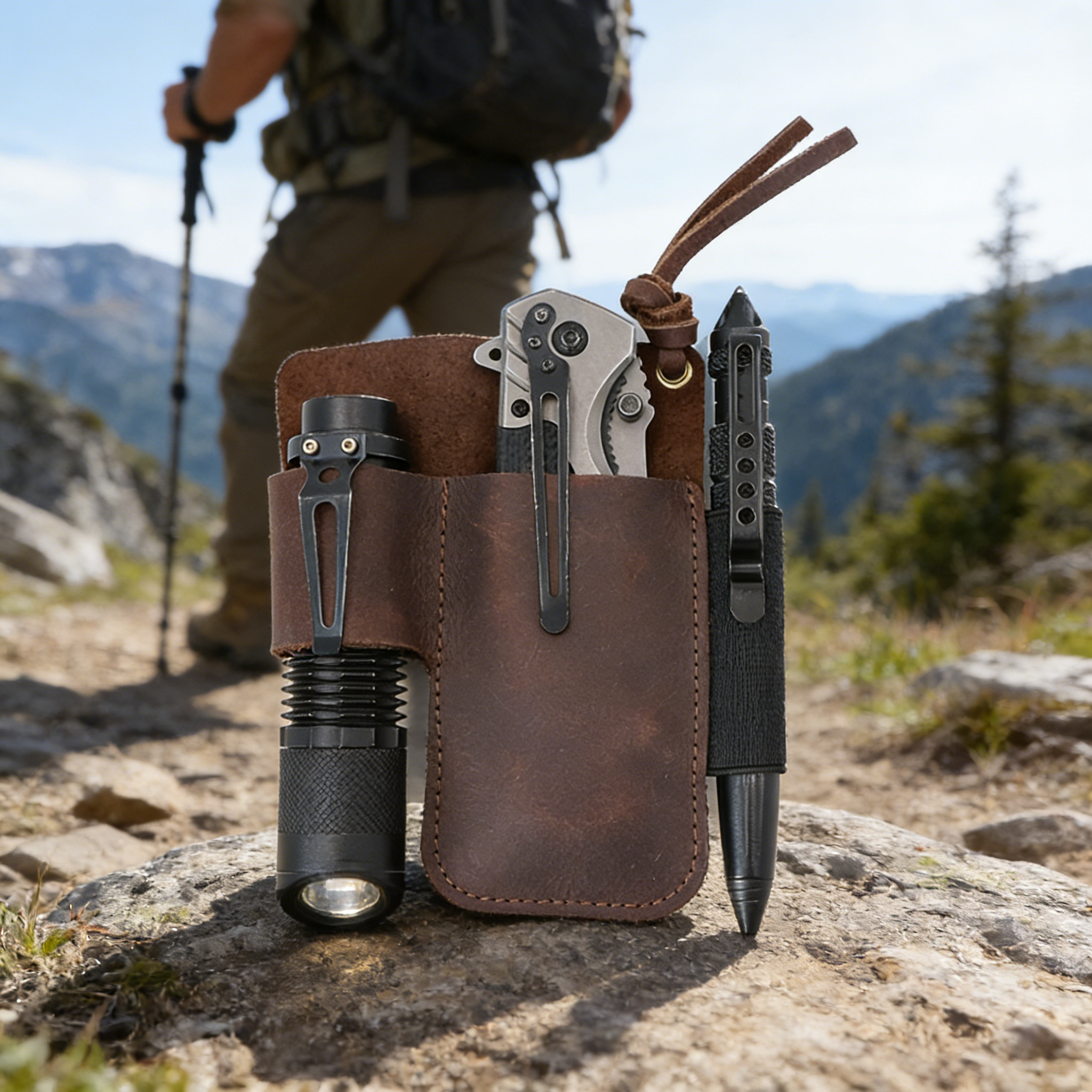 EDC Leather Flashlight Tool Ho - Edc Carry Pocket のレビューと価格