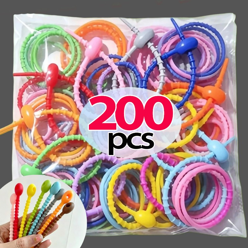 10/200Pcs Silicone Cable Ties  - Cable Winder Keychain のレビューと価格