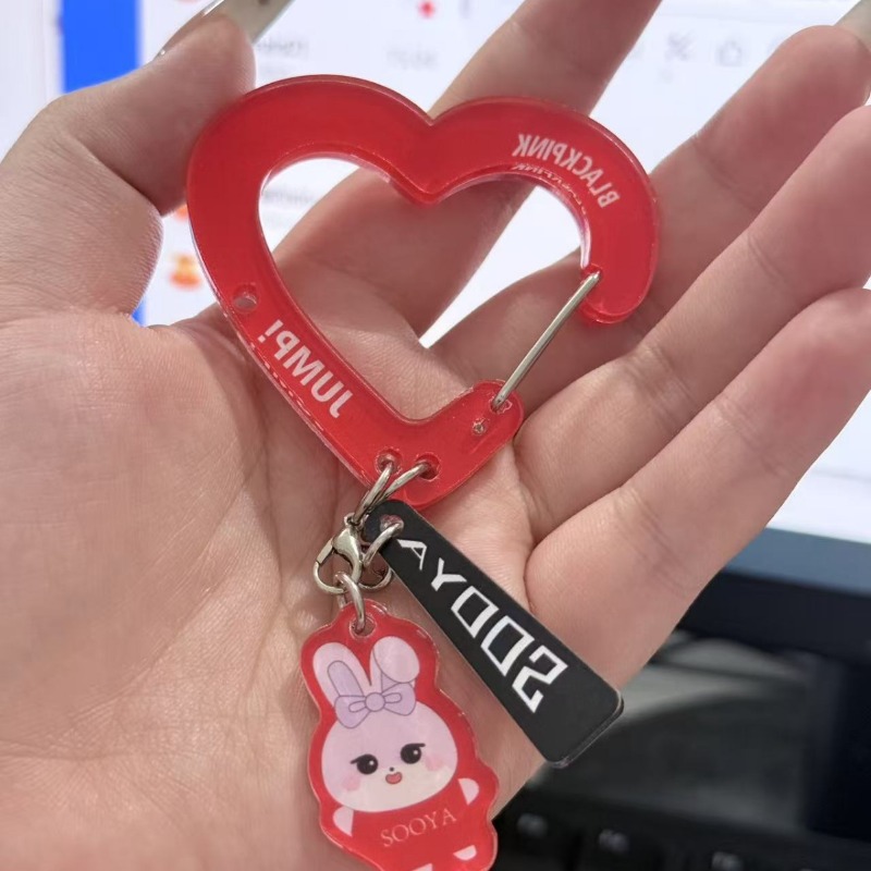 Black Pink Lovely Acrylic Fan‑ - Carabiner Keychain のレビューと価格