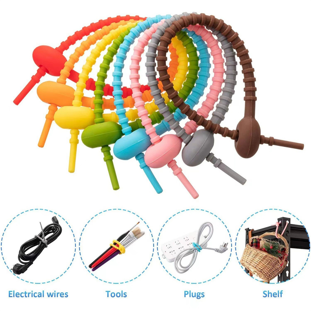 10Pcs/Lot Multi Color Silicone - Gear Tie Reusable のレビューと価格