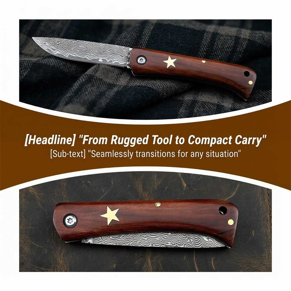 Compact Outdoor Survival Damas - Edc Pocket Carry Fixed Blade のレビューと価格