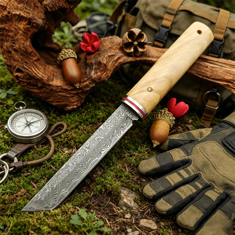 Portable Knife Damascus Blade  - Edc Pocket Carry Fixed Blade のレビューと価格