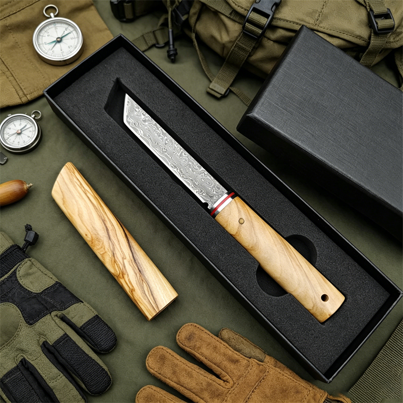 Portable Knife Damascus Blade  - Edc Pocket Carry Fixed Blade のレビューと価格