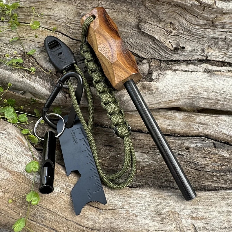 Outdoor Solid Wood Handle Fire - Ferro Rod Striker のレビューと価格